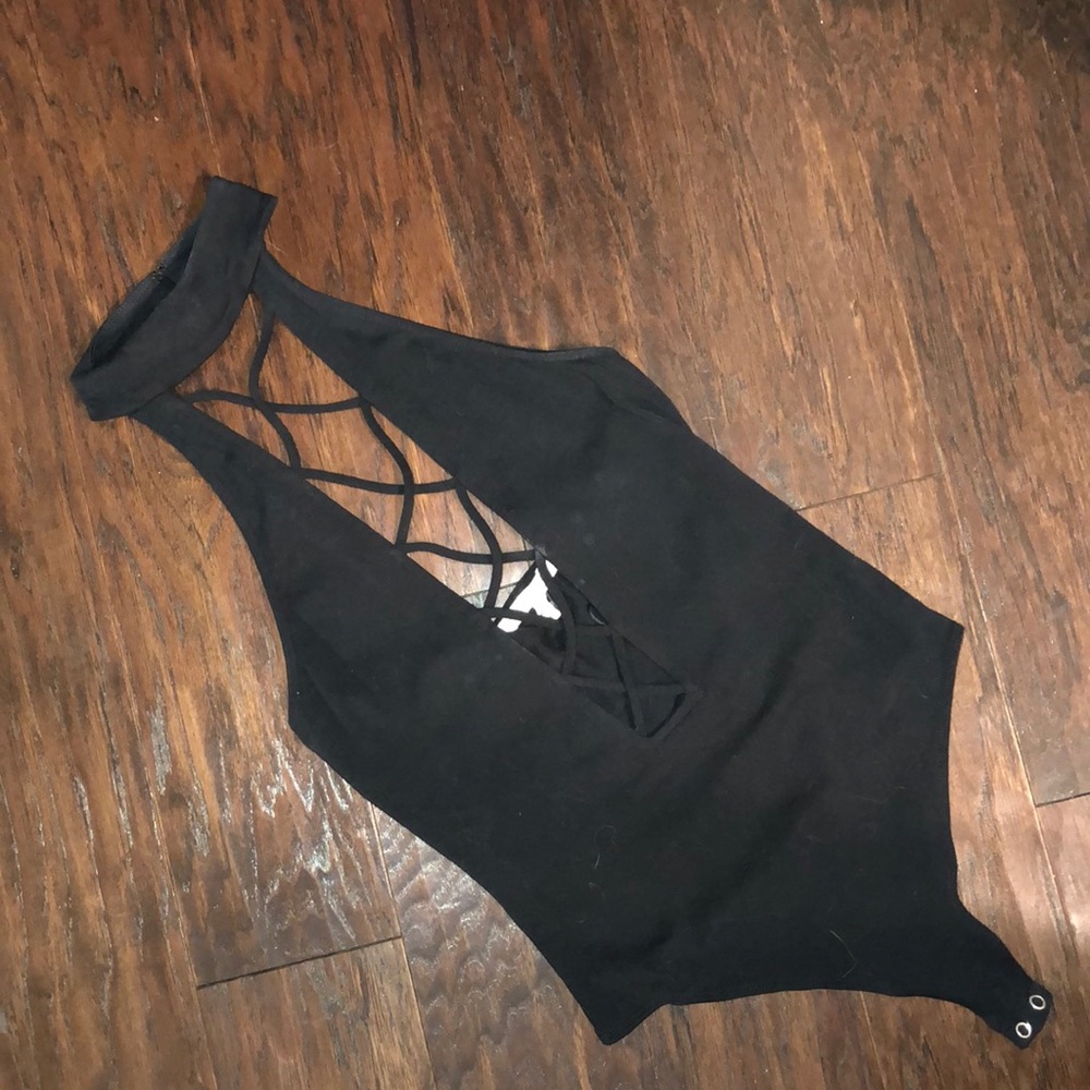 Black CrissCrossed Bodysuit